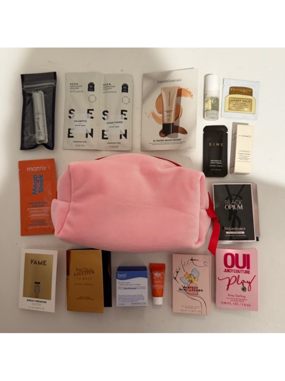Luxury High End Beauty Skincare Samples Trial Size Bag Bundle Pink Travel Bag